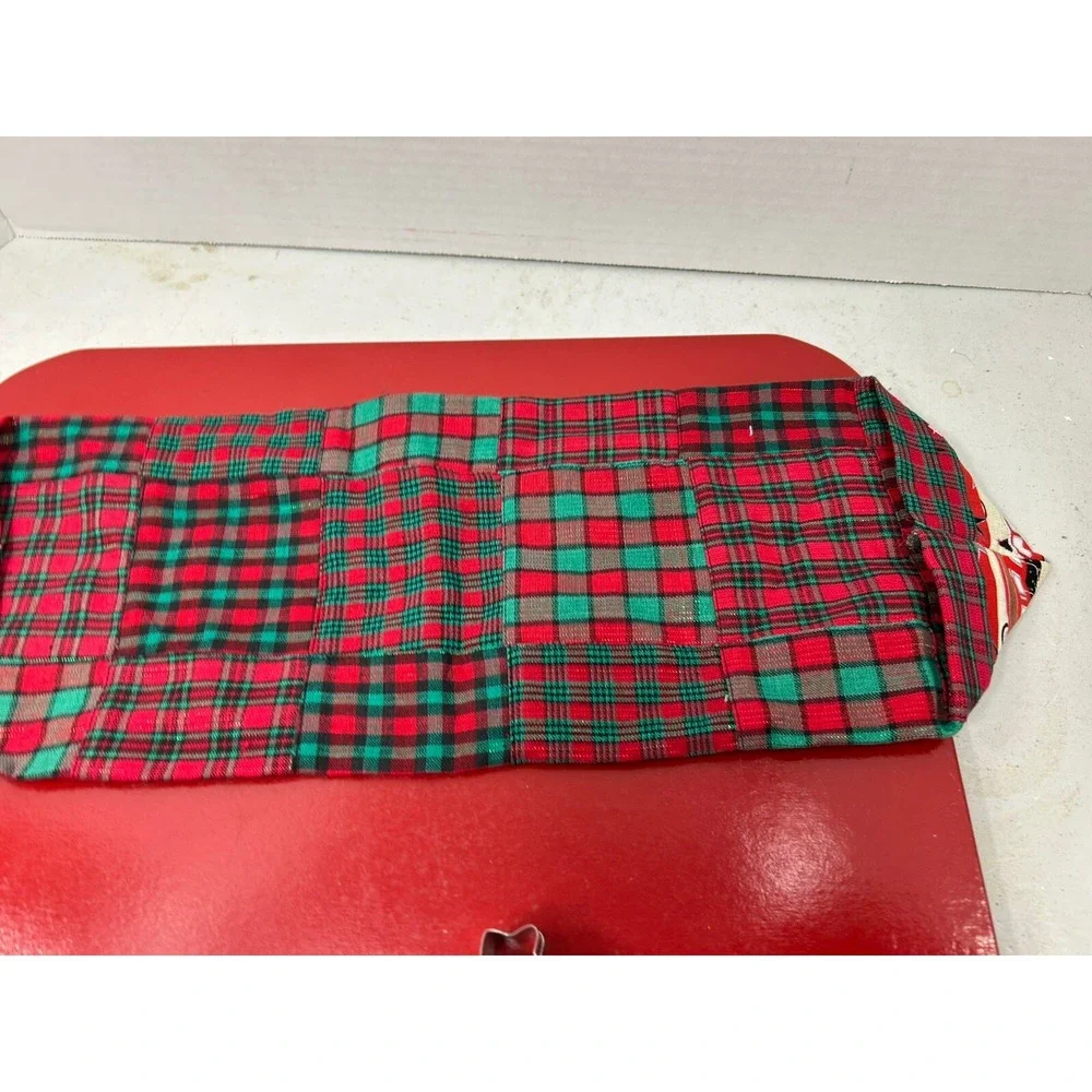 Small Table Runner & Tree Cookie Cutter Christmas Plaid Truck Santa Van Wagon